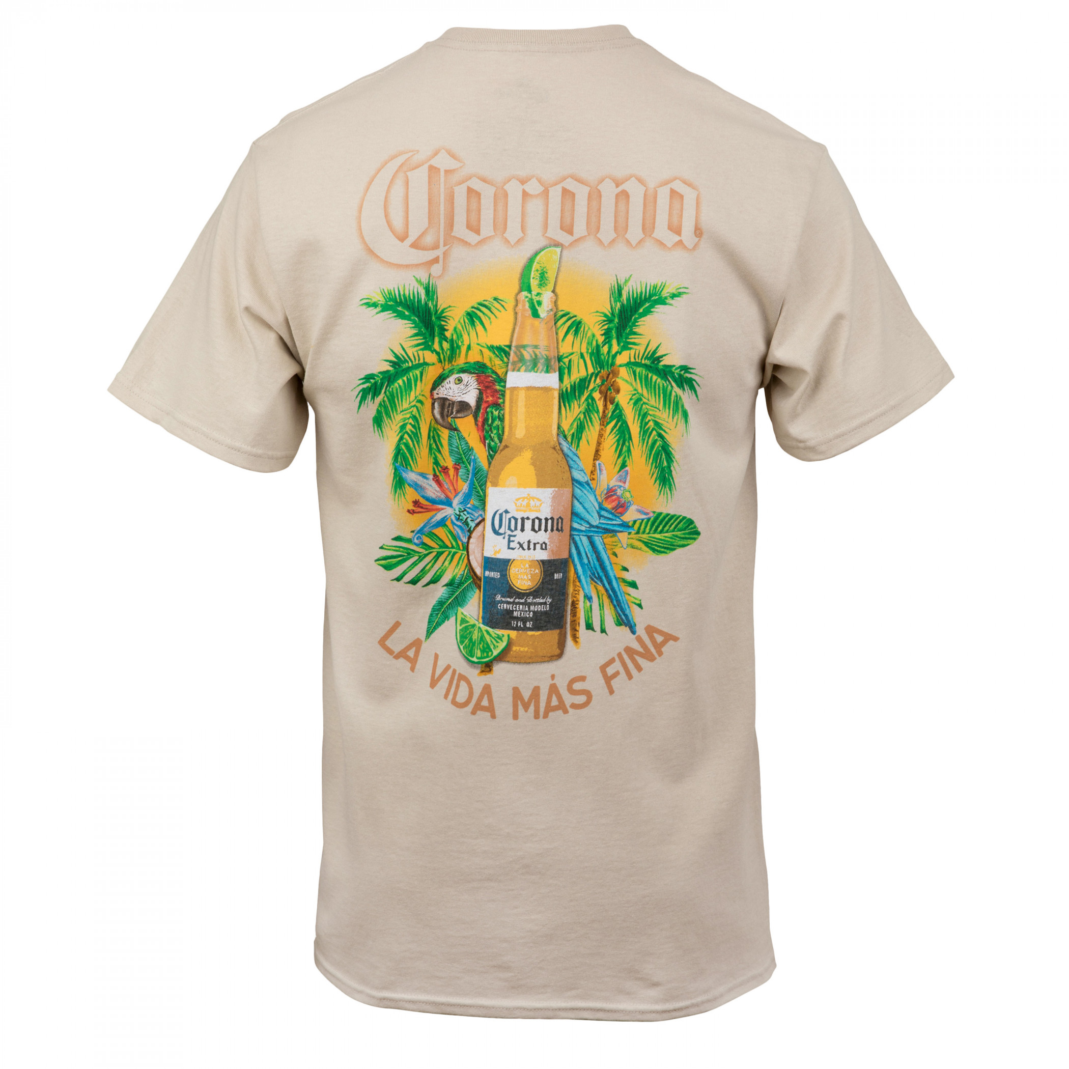 Corona Extra La Vida Mas Fina Bottle Front and Back Print T-Shirt